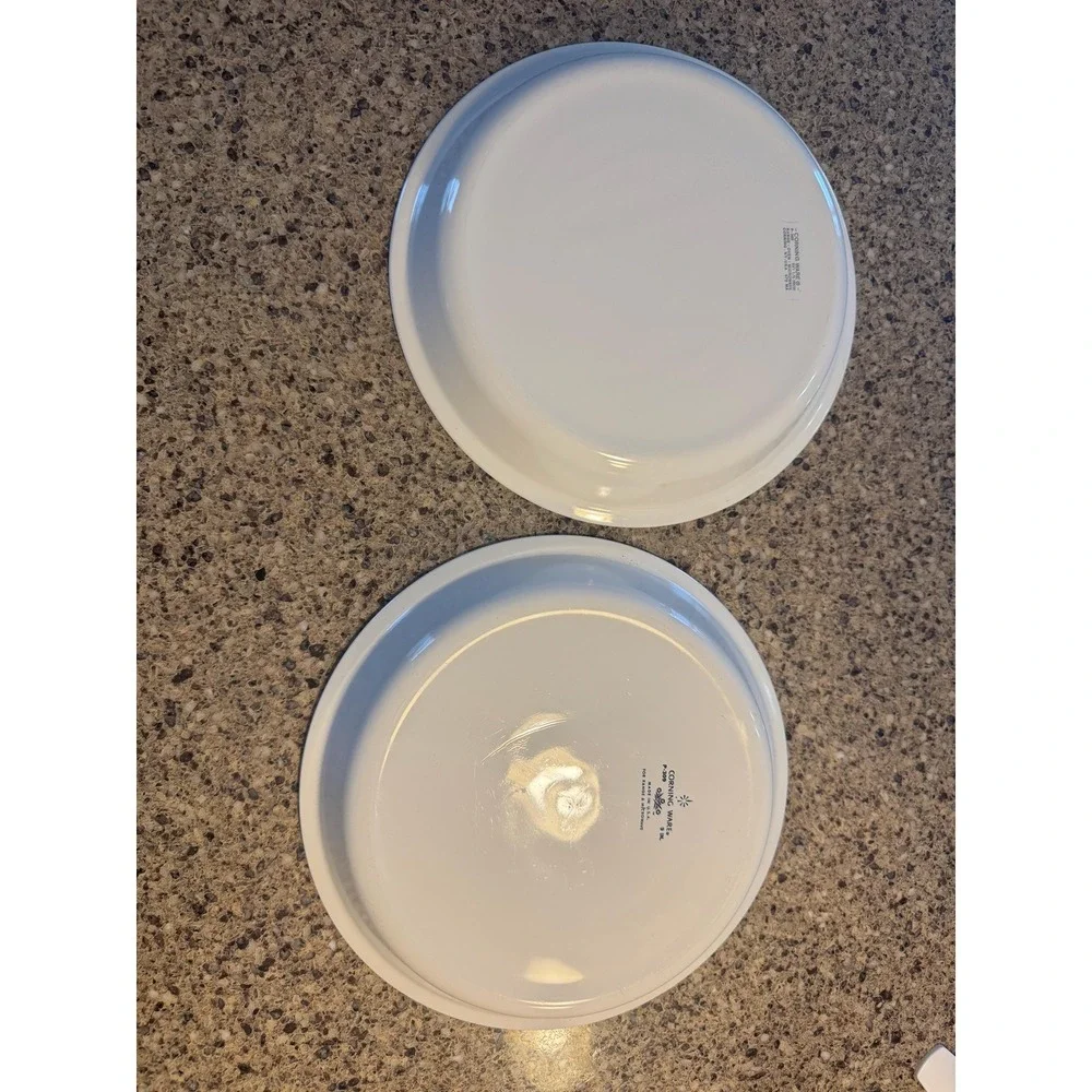 2 Corning Ware French White & Cornflower Pie Plate Dish 9 inch P309 VTG Clean!